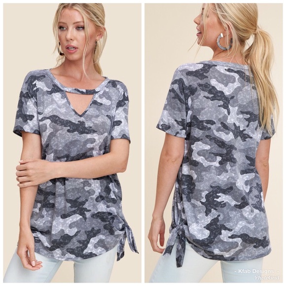 Tops - 🛍LAST 1! Camo Side Tie Keyhole Tunic!